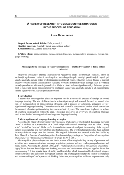 A REVIEW OF RESEARCH INTO METACOGNITIVE STRATEGIES