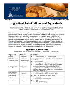 Ingredient Substitutions and Equivalents