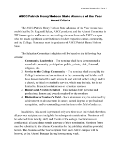 ASCC/Patrick Henry/Hobson State Alumnus of the Year The ASCC