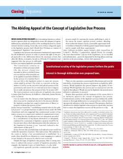 The Abiding Appeal of the Concept of Legislative Due Process