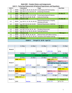 Math 002 &ndash; Student Notes and Assignments Unit 3 &ndash; Factoring