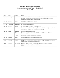 Syllabus of FORMATIVE ASSESSMENT 2 for Grades VI to
