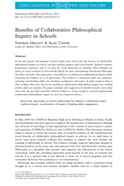 Benefits of Collaborative Philosophical Inquiry in Schools