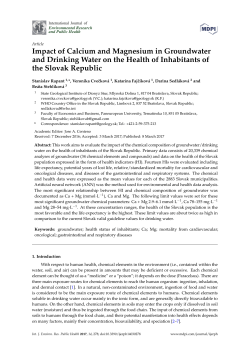 Impact of Calcium and Magnesium in Groundwater and Drinking