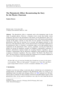 The Photoelectric Effect: Reconstructing the Story for the Physics