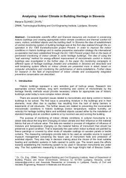 Analysing indoor Climate in Building Heritage in Slovenia
