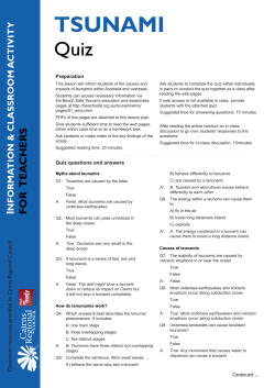 Tsunami Quiz - Cairns Regional Council