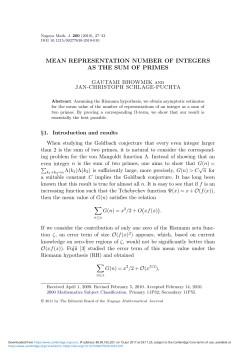 Mean representation number of integers as the sum of primes