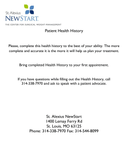 Patient Health History St. Alexius NewStart 1400 Lemay Ferry Rd St