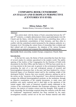 COMPARING BOOK CENSORSHIP: AN ITALIAN AND EUROPEAN