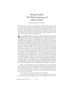 Ruling Sexuality: The Political Legitimacy of Isabel of Castile