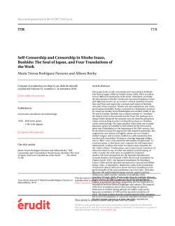 Self-Censorship and Censorship in Nitobe Inazo, Bushido