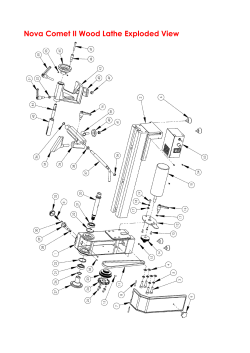 Nova Comet II Wood Lathe Exploded View