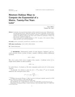 Nineteen Dubious Ways to Compute the Exponential of a Matrix