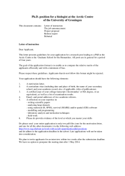 Ph.D. position for a biologist at the Arctic Centre of the University of