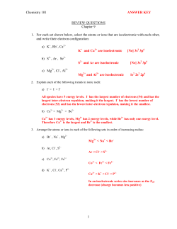 Chemistry 101 ANSWER KEY 1 REVIEW QUESTIONS Chapter 9 1