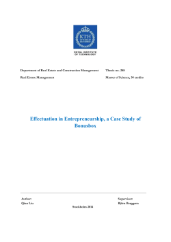 Effectuation in Entrepreneurship, a Case Study of Bonusbox