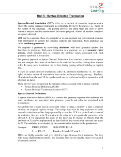 Unit 5 : Syntax-Directed Translation