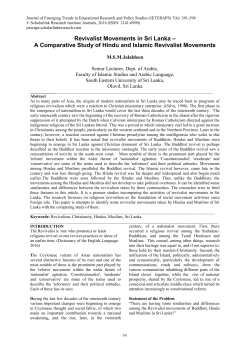 Revivalist Movements in Sri Lanka &ndash; A Comparative Study of Hindu