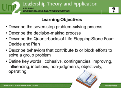 Learning Objectives &bull; Describe the seven-step problem