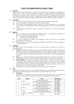 POLICY ON RESERVATION OF CAR(S) / TRAIN