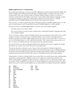 Middle English Exercise 5: Pronunciation We started out by ignoring