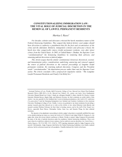 CONSTITUTIONALIZING IMMIGRATION LAW: THE VITAL ROLE OF