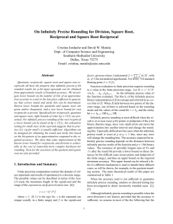 On Infinitely Precise Rounding for Division, Square Root, Reciprocal