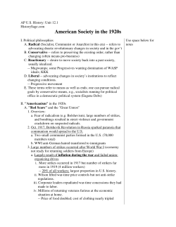 American Society in the 1920s - New Smyrna Beach High School