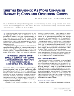 lifestyle branding - Journal of Integrated Marketing Communications