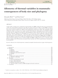 Allometry of thermal variables in mammals: consequences of