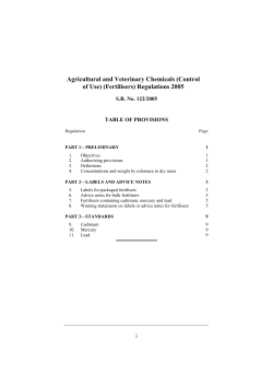 Agricultural and Veterinary Chemicals (Control of Use) (Fertilisers