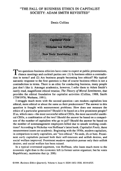 The Fall of Business Ethics in Capitalist Society: Adam Smith Revisited