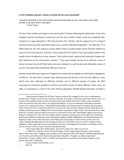 In The Forbidden Quarters: Shacks in Durban till the end of