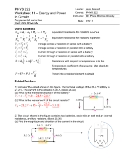 PHYS 222 Worksheet 11 Energy and Power in Circuits ANSWERS