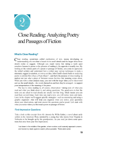 Close Reading: Analyzing Poetry and Passages of Fiction