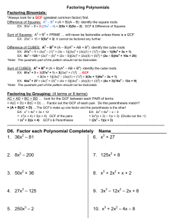 D6. Factor each Polynomial Completely Name