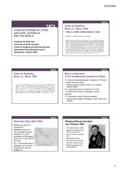 CITIES IN SYSTEMS OF CITIES - University of South Australia