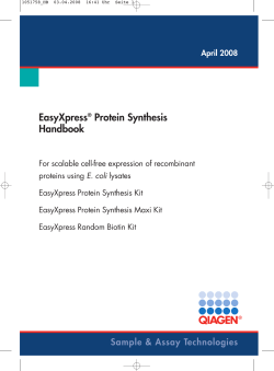 EasyXpress Protein Synthesis Handbook 04/2008