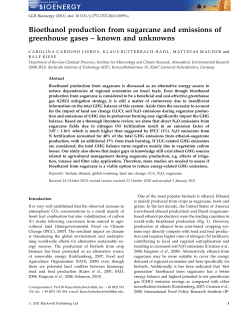 Bioethanol production from sugarcane and emissions