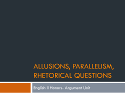 Allusions, parallelism, rhetorical questions