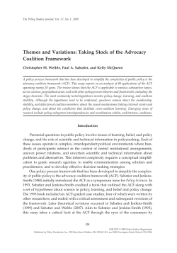 Themes and Variations: Taking Stock of the Advocacy Coalition
