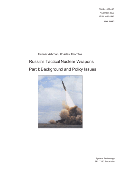 Russia`s Tactical Nuclear Weapons Part I: Background and