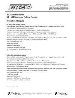 2017 Outdoor Season U9 &ndash; U12 Match and Training Formats