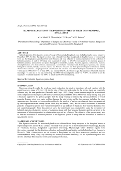 HELMINTH PARASITES OF THE DIGESTIVE SYSTEM OF SHEEP