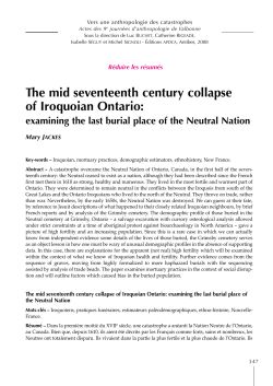 The mid seventeenth century collapse of Iroquoian Ontario: