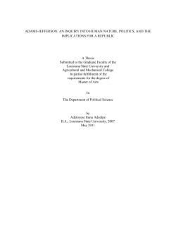 ADAMS-JEFFERSON: AN INQUIRY INTO HUMAN NATURE