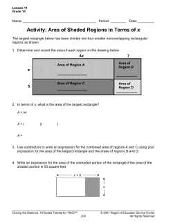 Activity: Area of Shaded Regions in Terms of x