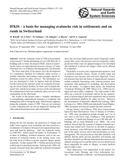 a basis for managing avalanche risk in settlements and on
