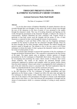 thought presentation in kathrine mansfield`s short stories
